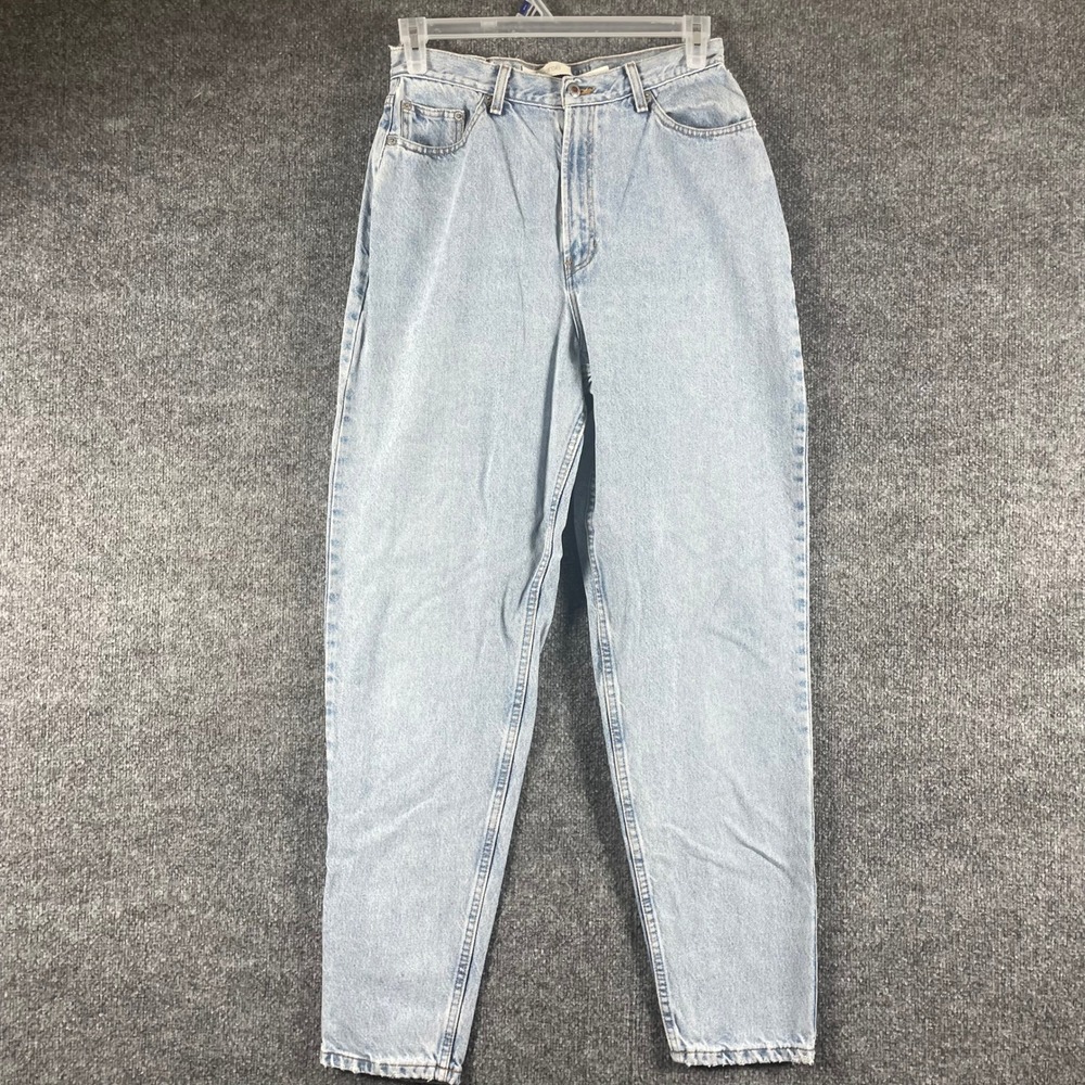 VTG Gap Jeans Womens 14 Long Light Blue Reverse High Rise Tapered Denim Mom Y2K